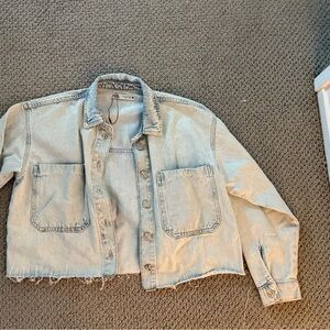 Light Blue Cropped Denim Jacket